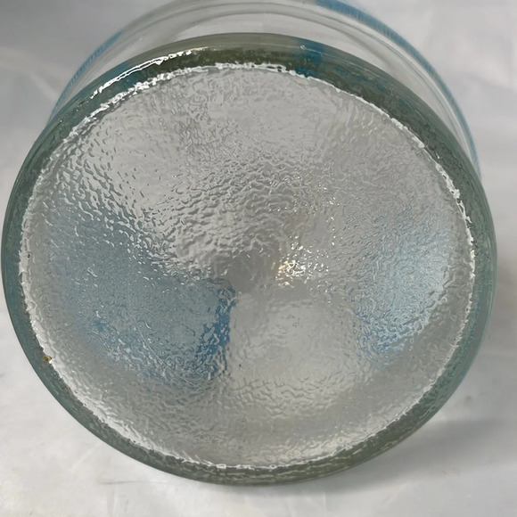 Vintage 80’s Juice Jug Clear Glass Blue White Gingham No Lid - Picture 6 of 10